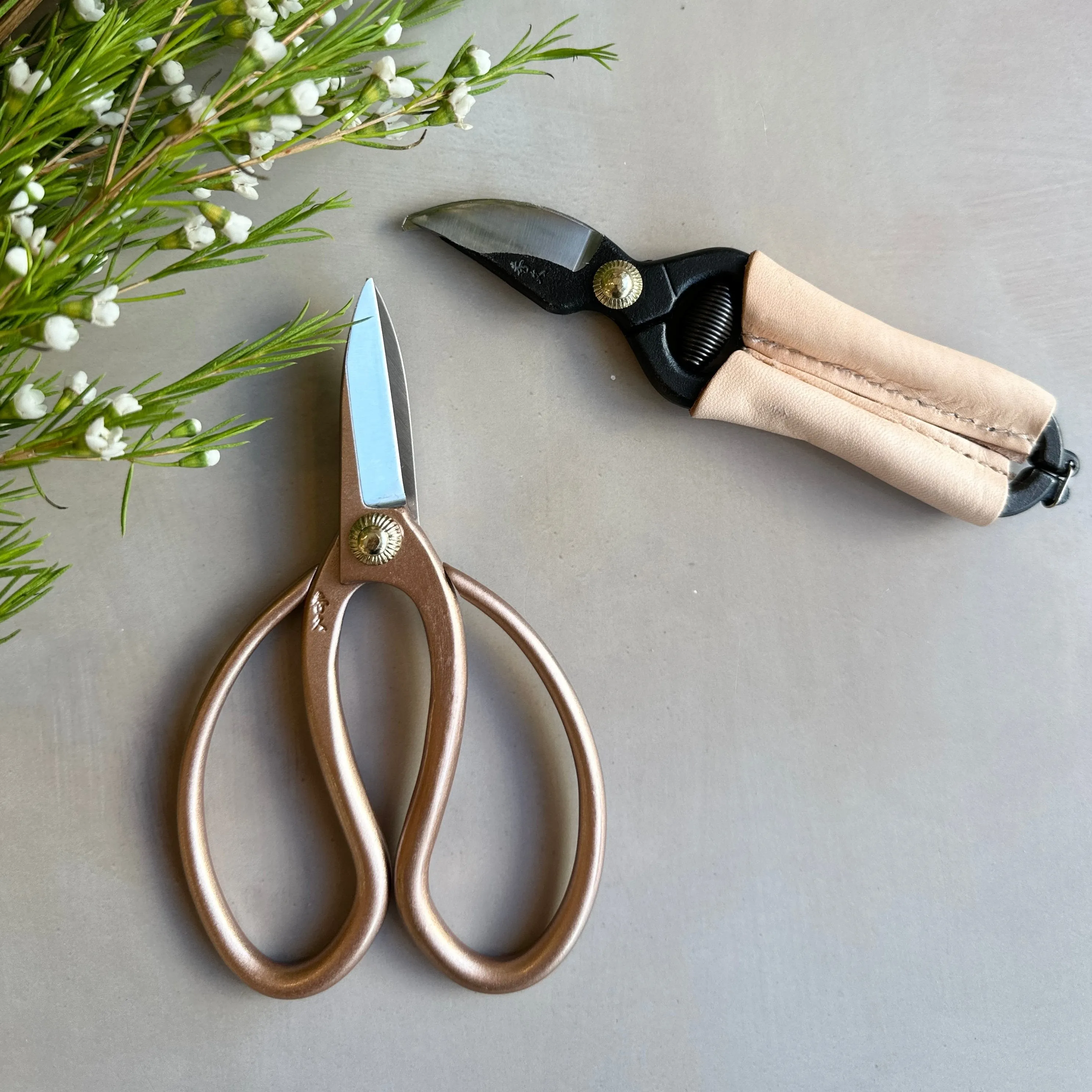 Mini Pruning Shears with Leather Handles