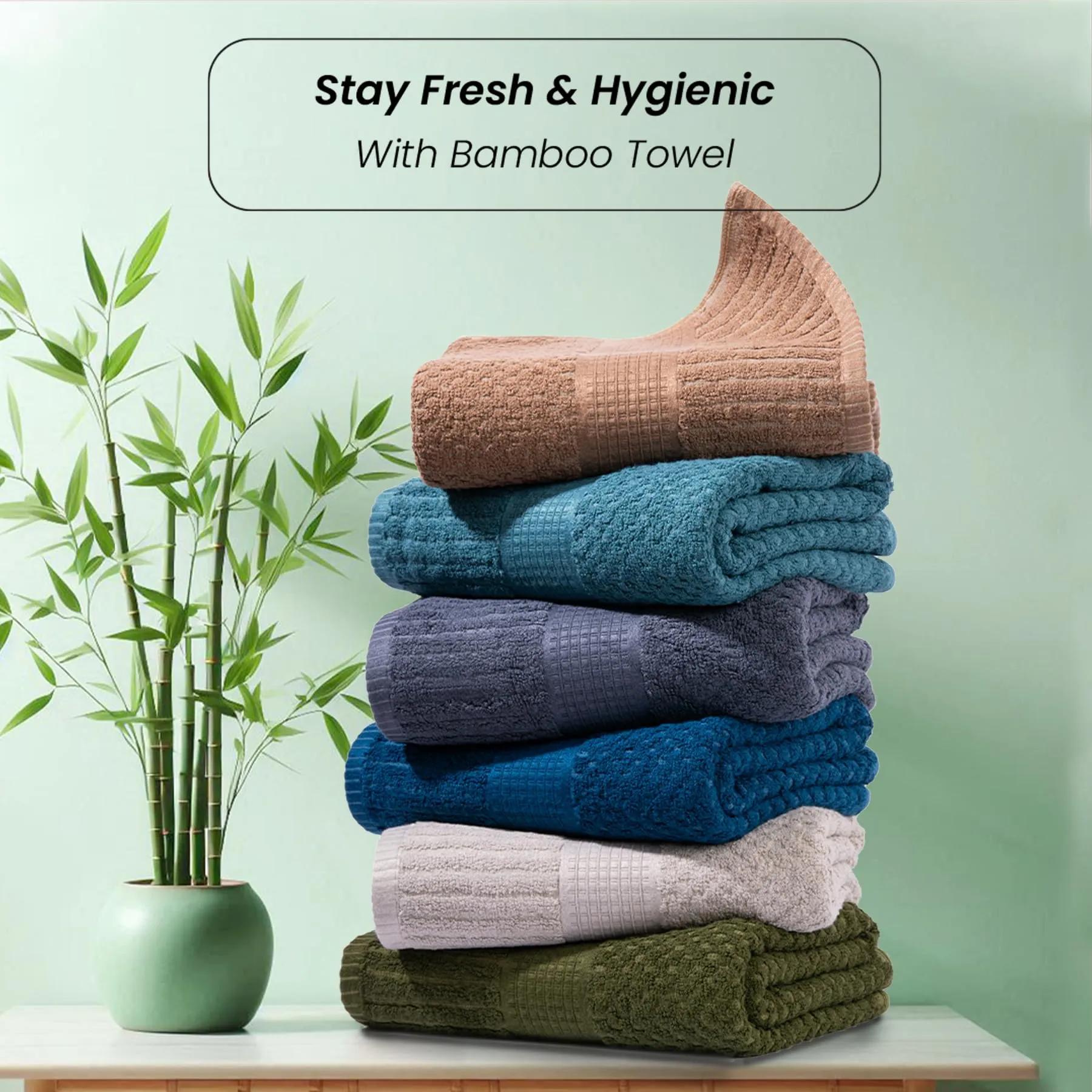 Mush Hearth & Haven Bamboo Towels for Bath Large Size | 450 GSM Bamboo Bath Towel for Men & Women | Soft, Highly Absorbent & Quick Dry | Pack of 4, 70 X 140 cms (Assorted 2)