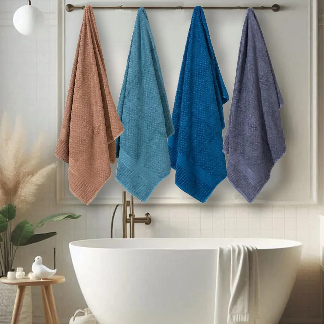 Mush Hearth & Haven Bamboo Towels for Bath Large Size | 450 GSM Bamboo Bath Towel for Men & Women | Soft, Highly Absorbent & Quick Dry | Pack of 4, 70 X 140 cms (Assorted 2)