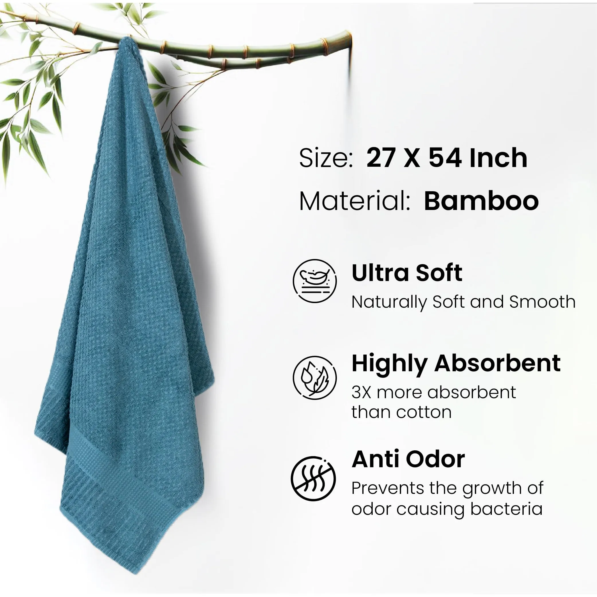 Mush Hearth & Haven Bamboo Towels for Bath Large Size | 450 GSM Bamboo Bath Towel for Men & Women | Soft, Highly Absorbent & Quick Dry | Pack of 4, 70 X 140 cms (Assorted 2)