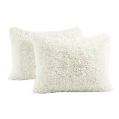 New - 3pc Full/Queen Emma Faux Fur Comforter Set Ivory - Lush Décor