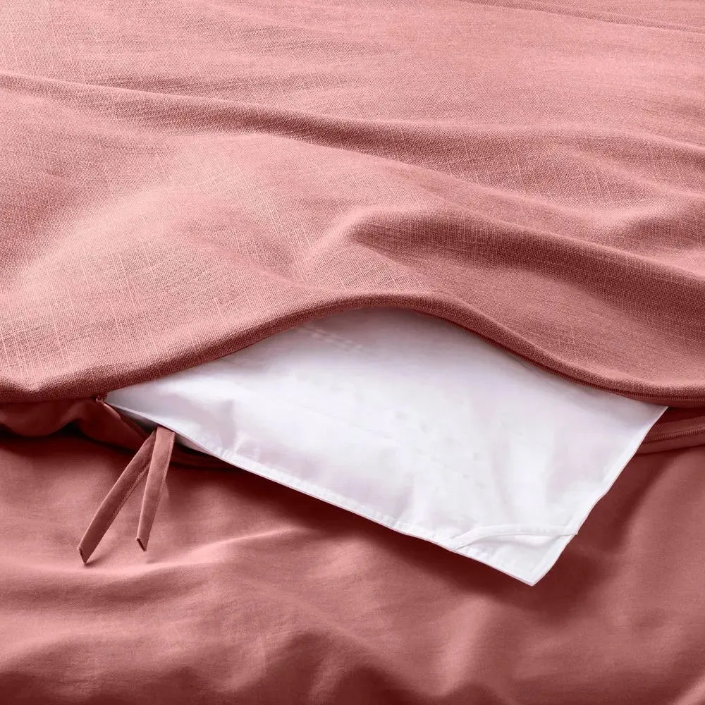 New - Casaluna Duvet Cover Set Heavyweight Cotton Sateen Backing, Rose, Full/Queen