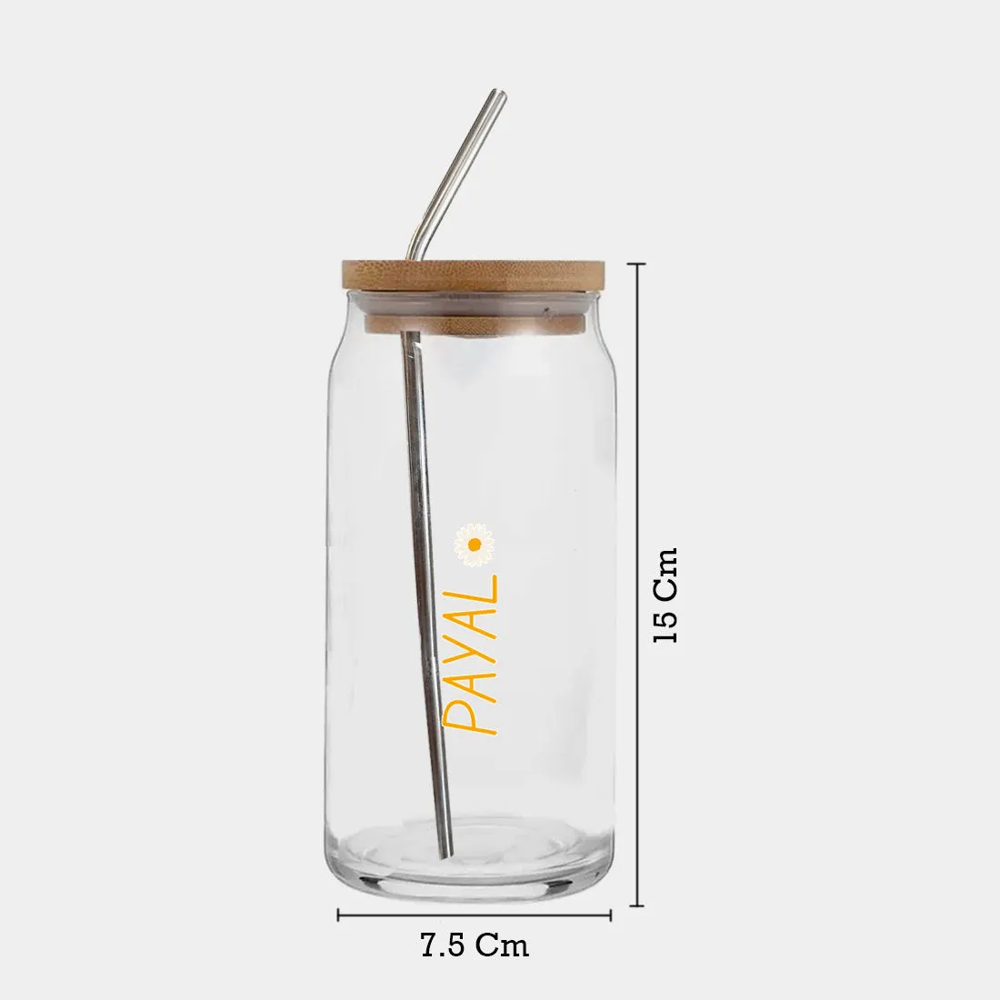 Nutcase Glass Can with Lid and Straw - Custom Juice Can with Metal Straw