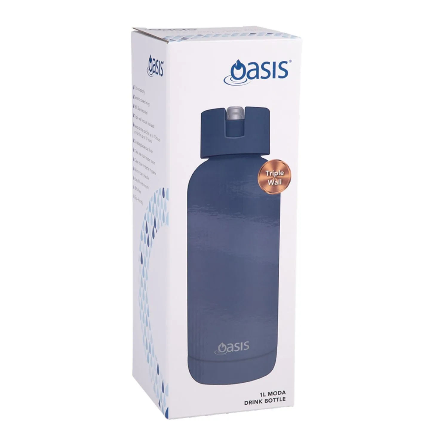 Oasis Stainless Steel Insulated Ceramic Moda Bottle 1L