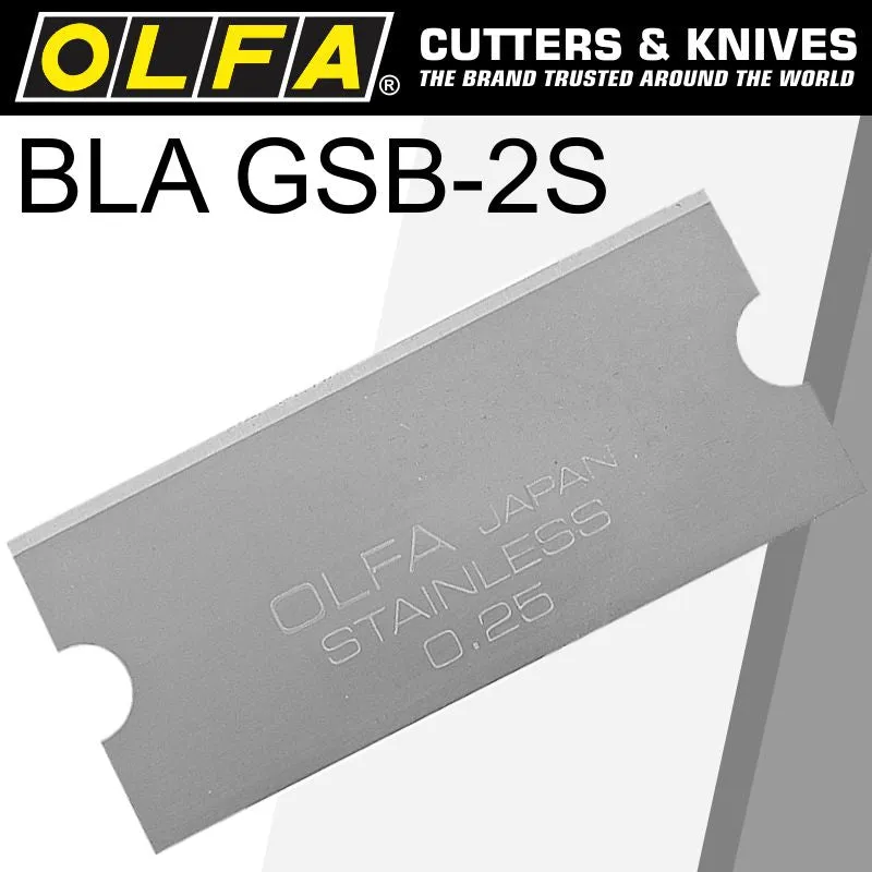 OLFA OLFA SCRAPER BLADE FOR GRS-2 S/STEEL 40MMX18MM 6PK BLA GSB-2S