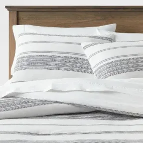 Open Box - King Cotton Woven Stripe Comforter & Sham Set White/Navy - Threshold