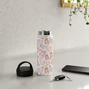 Orange & Pink Butterfly Handle Lid Water Bottle