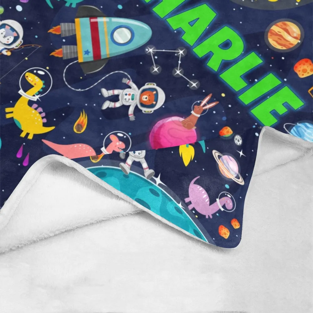 Outer Space Gift Blanket, Space Blanket - Custom Name Blanket