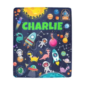 Outer Space Gift Blanket, Space Blanket - Custom Name Blanket