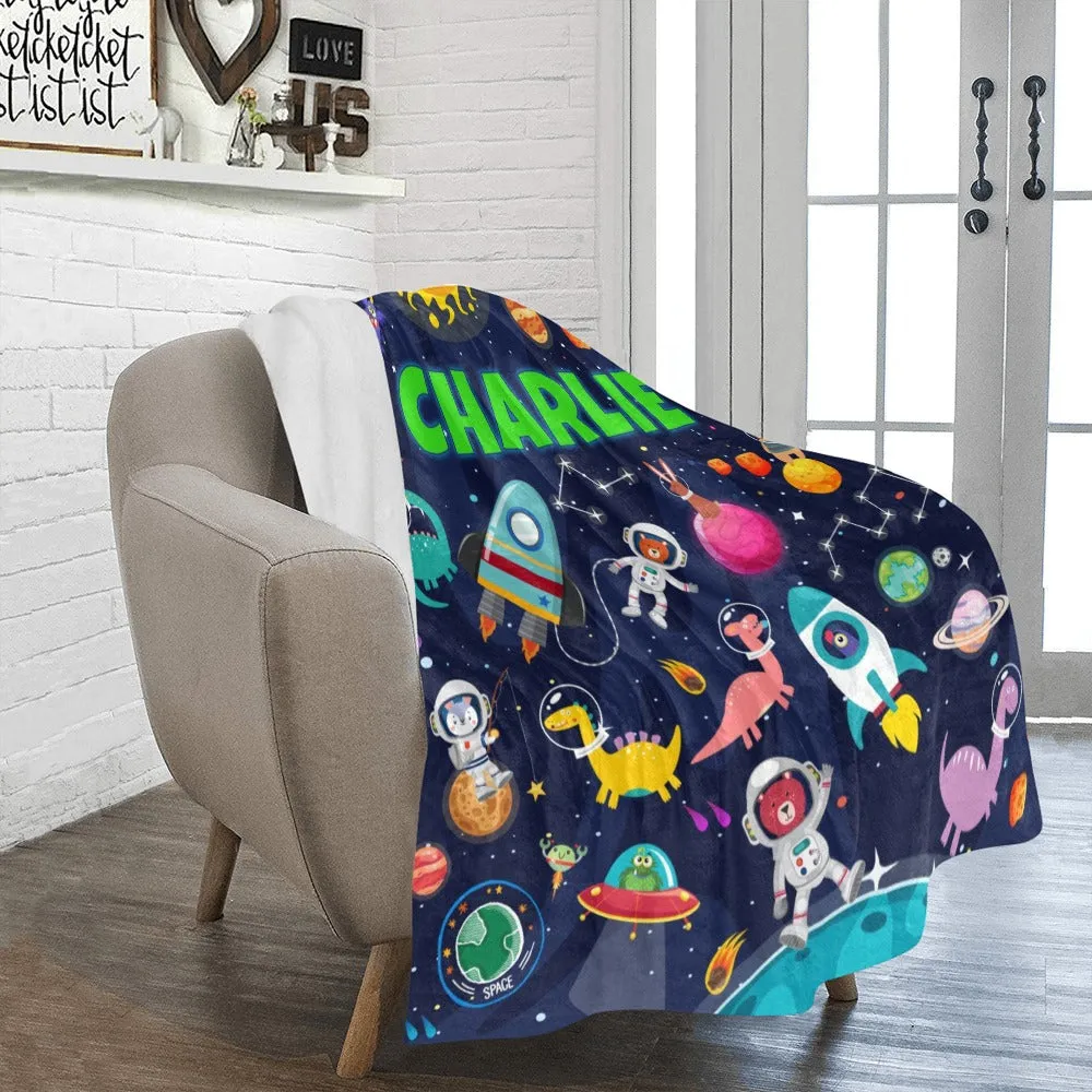 Outer Space Gift Blanket, Space Blanket - Custom Name Blanket