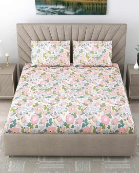 Pansy Floral Polycotton Flat Bedding Set | King Size | 108 x 108 inches