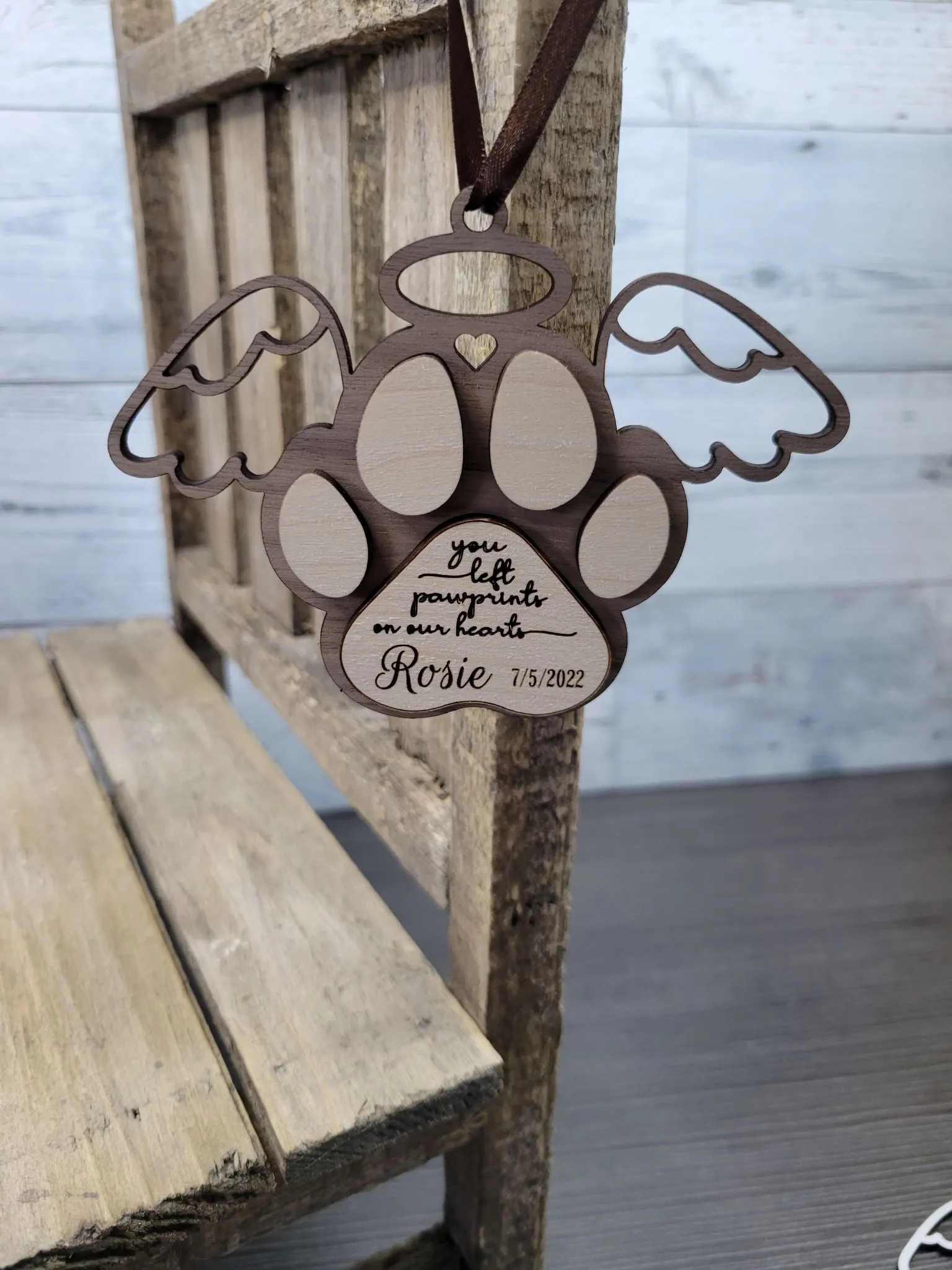 Paw Print Pet Memorial Ornament Laser Ready SVG File