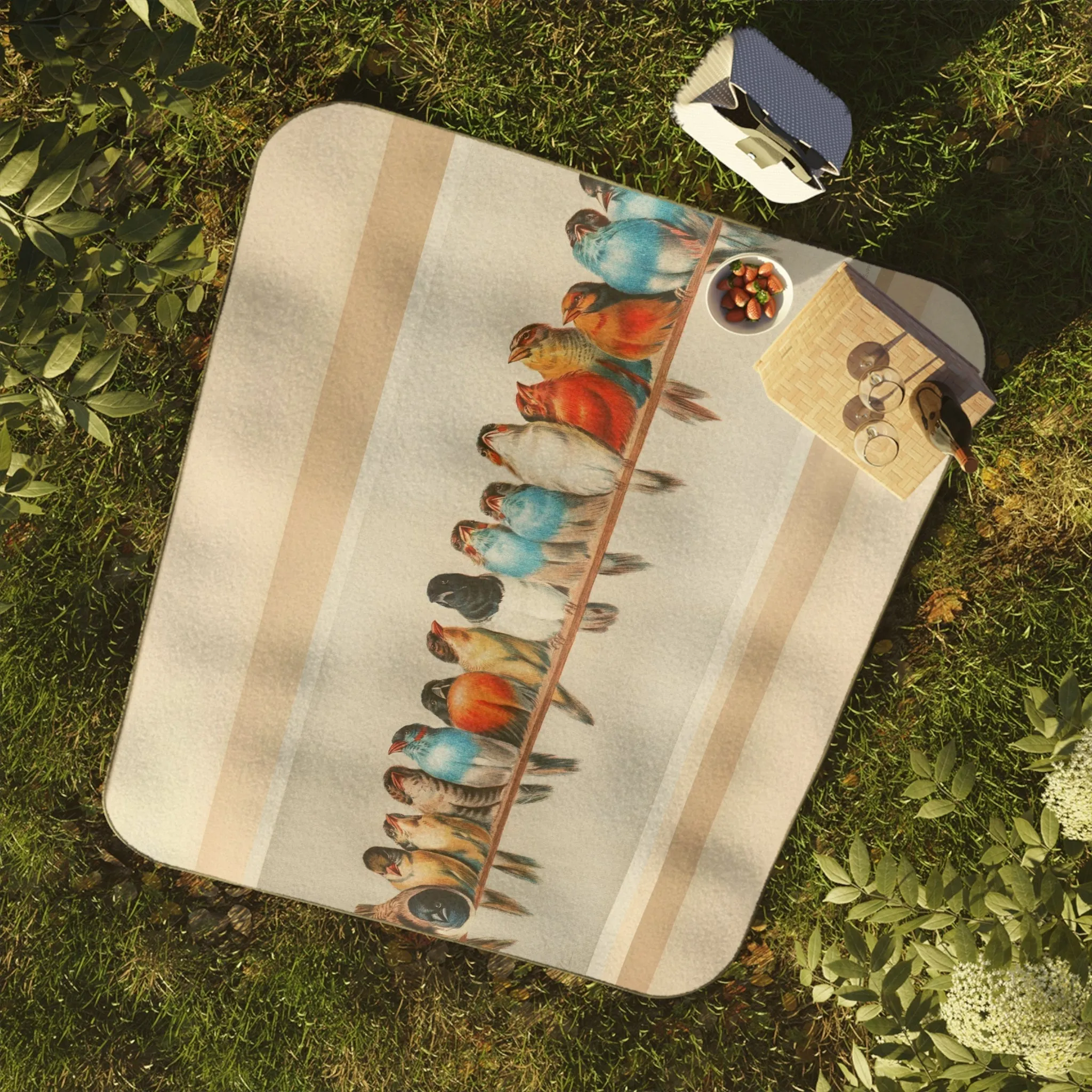 Perch of Birds Luxury Picnic Blanket