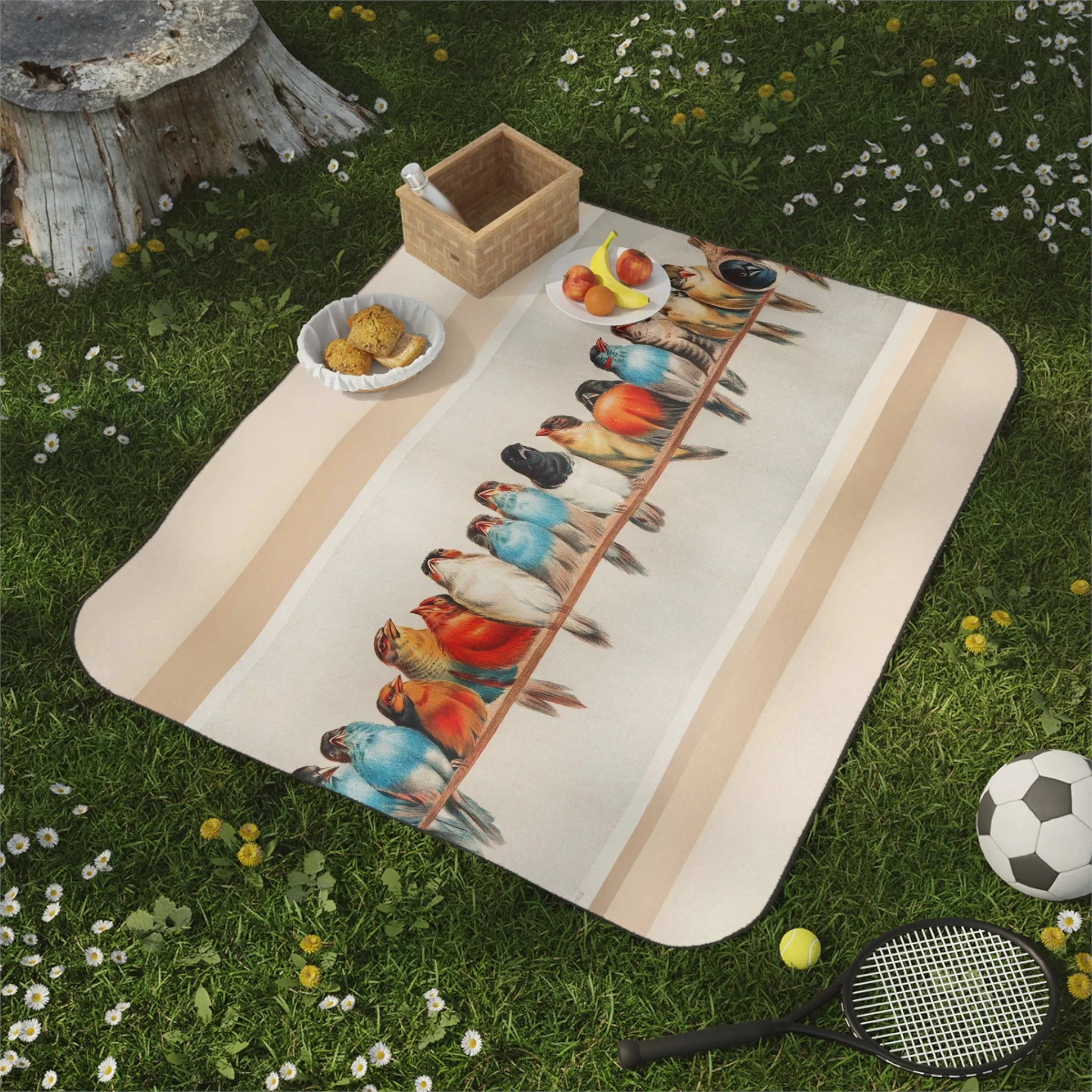 Perch of Birds Luxury Picnic Blanket