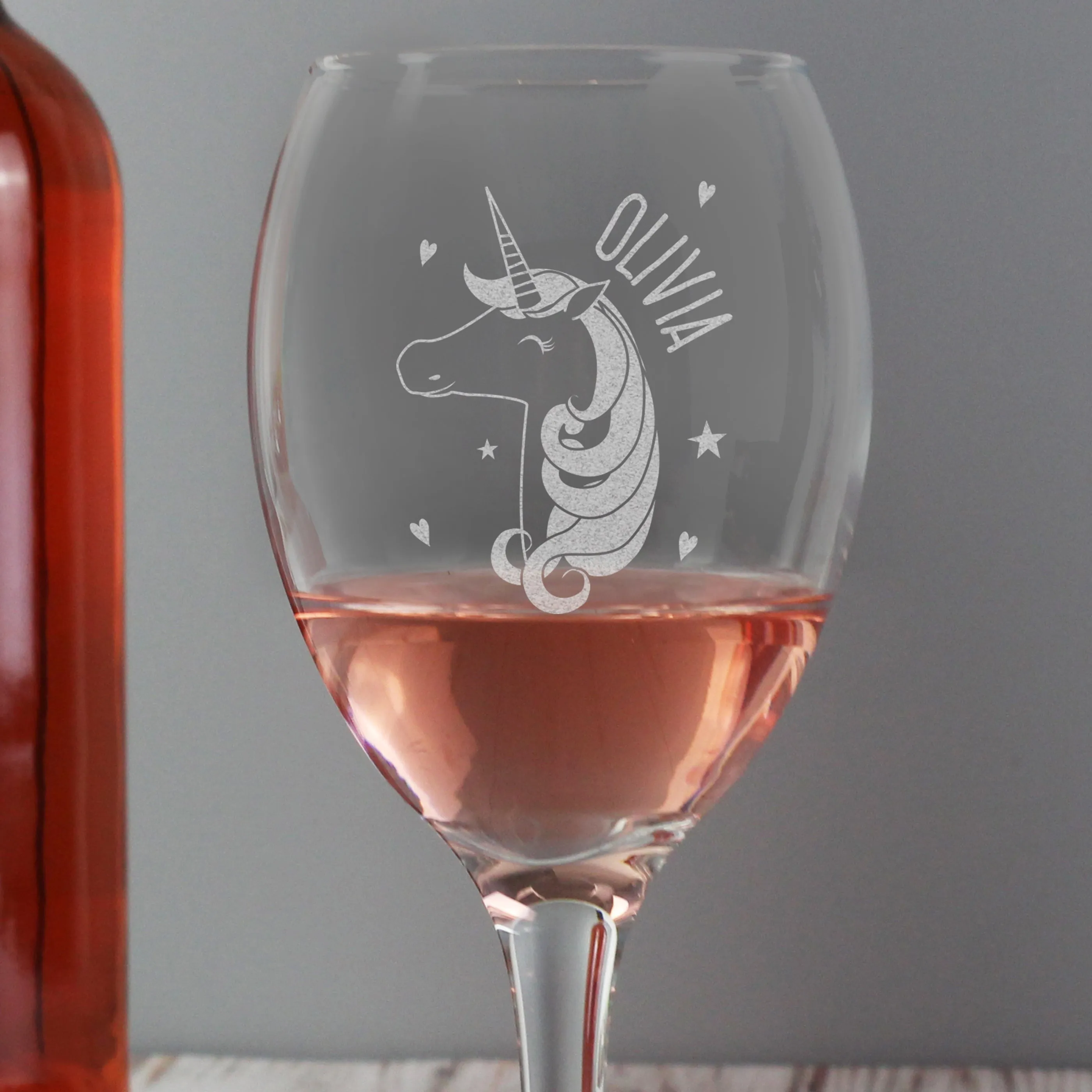 Personalised Unicorn Engraved Wine Glass