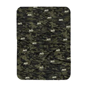 Personalized Name Blanket -  CAMOUFLAGE GREEN