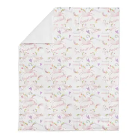 Personalized Name Minky Blanket -  UNICORN