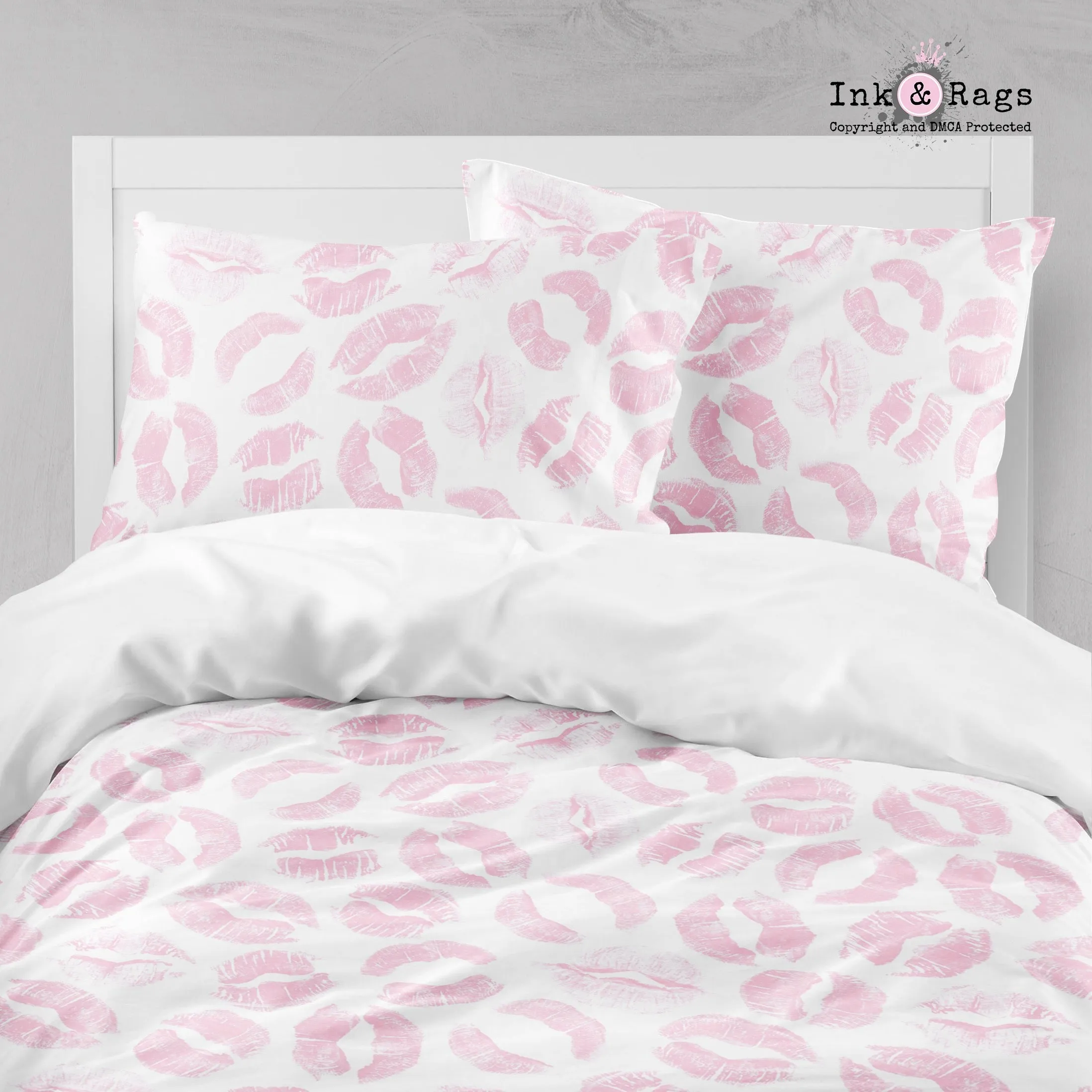 Pink Kiss Lip Print Crib and Toddler Bedding Collection