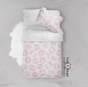 Pink Kiss Lip Print Crib and Toddler Bedding Collection