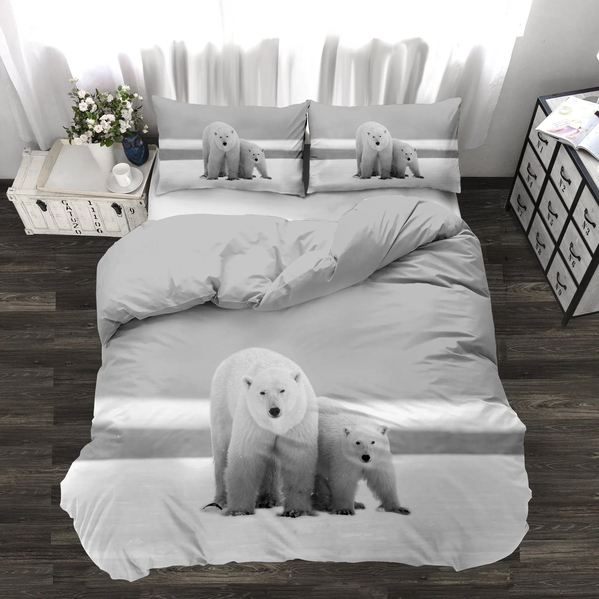 Polar Bears Novelty Printed 3 piece Comforter Set