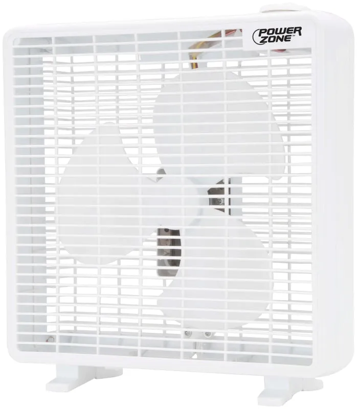 PowerZone F-1022 Box Fan, 120 VAC, 10 in Dia Blade, 3-Blade, 3-Speed, White :EA: QUANTITY: 1