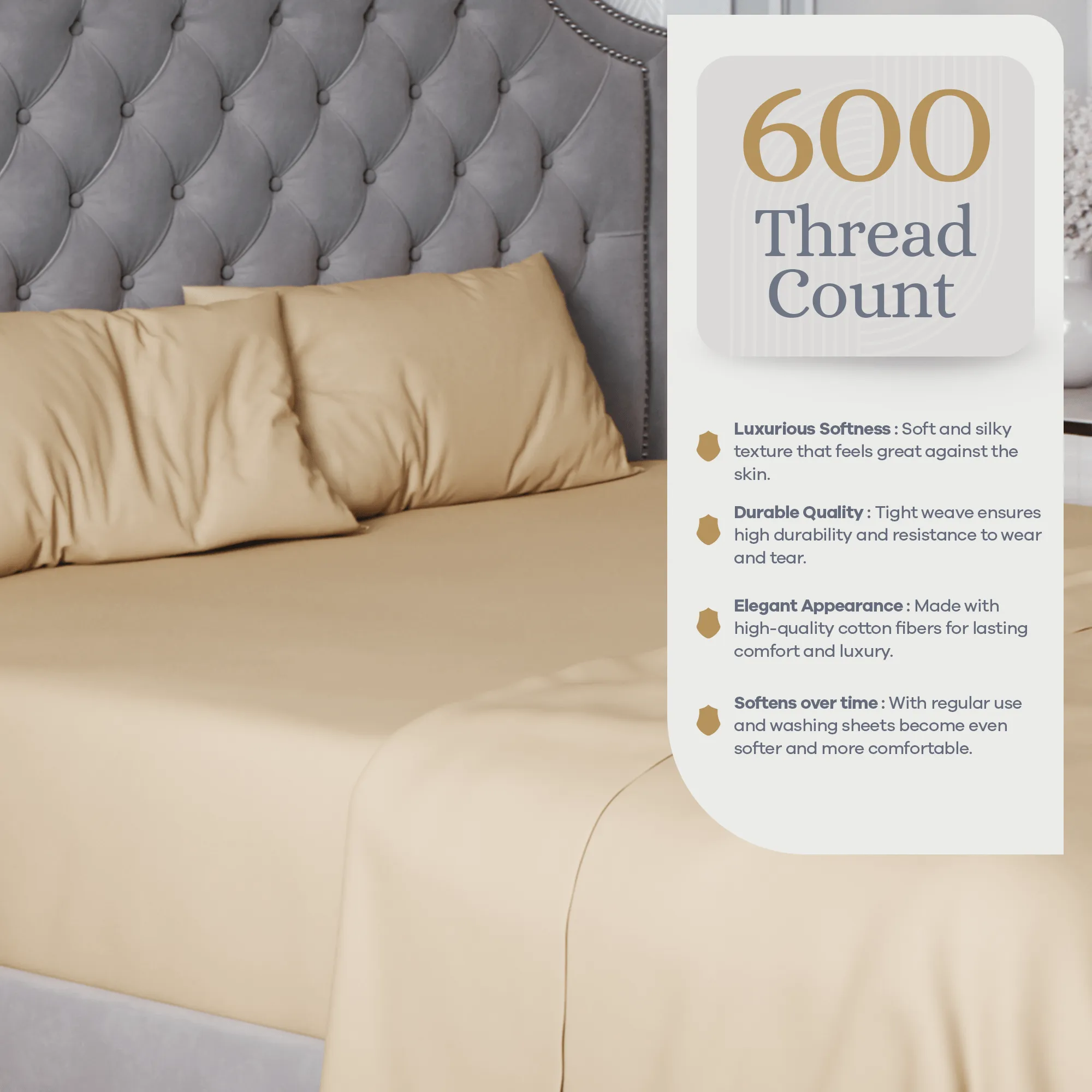 Premium Italian Crafted Sateen Sheet Set, 600-Thread-Count