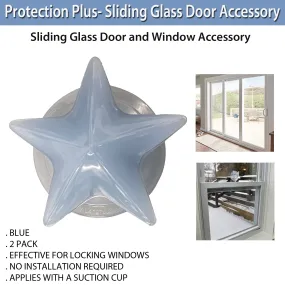 Protection Plus- Sliding Glass Door and Window Accessory - Blue - 2 Pack