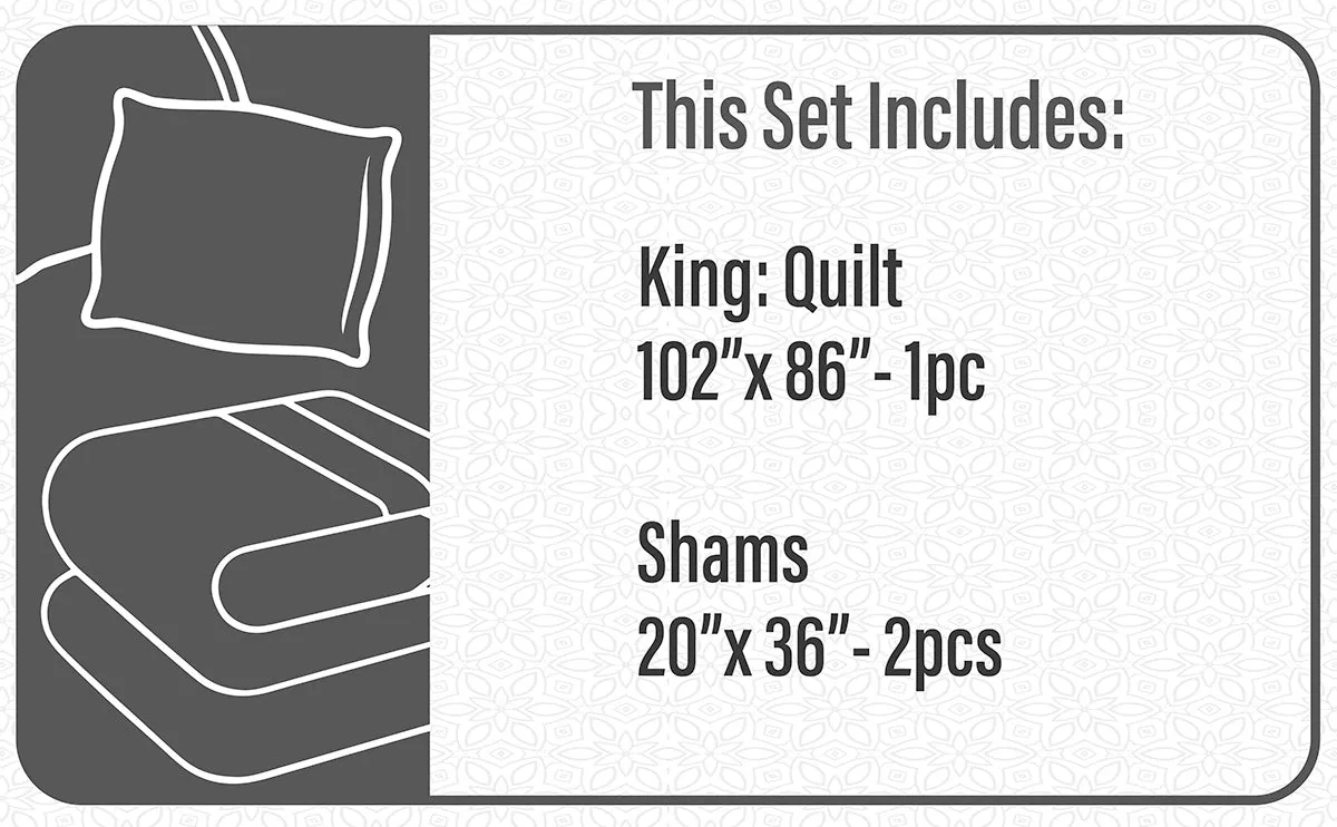 Quilt Bedding Set 5 Piece Woven Microfiber Bay Harbour King Navy