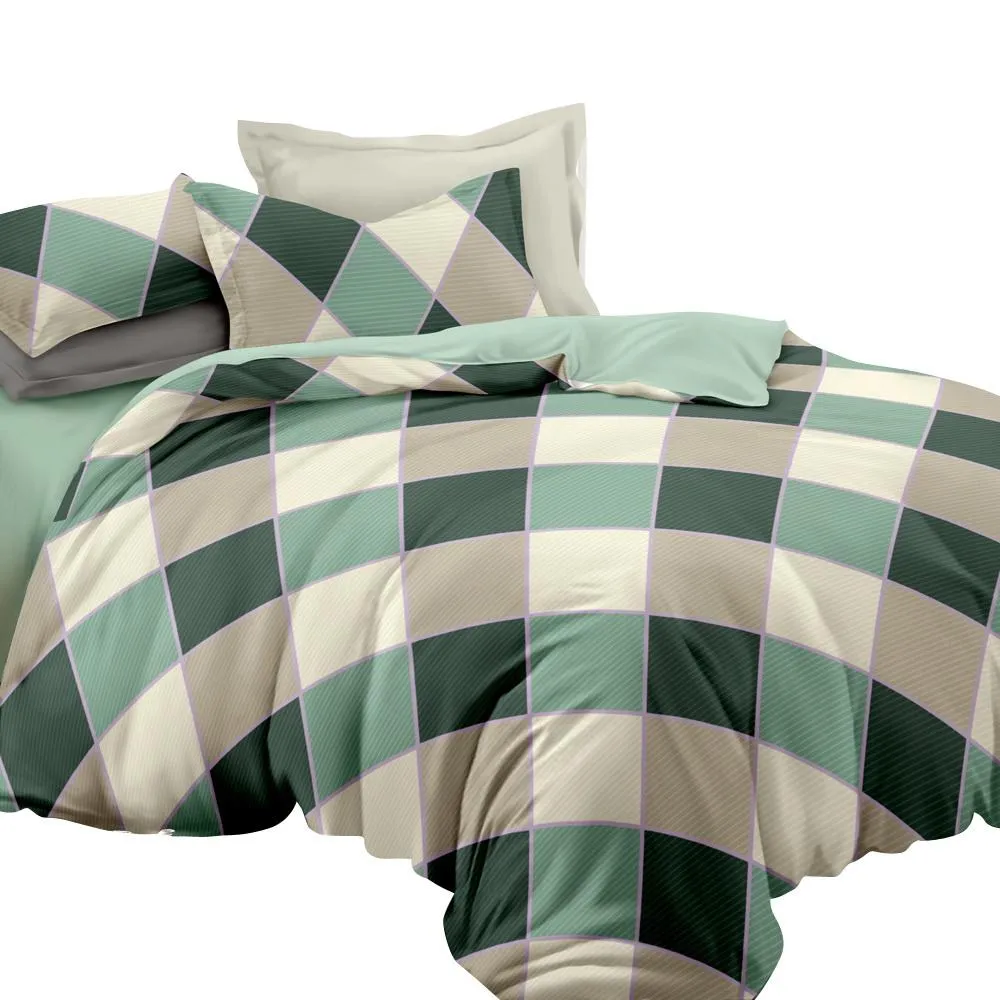 Quilt Cover Set King Bed Doona Duvet Reversible Sets Square Diamond Pattern