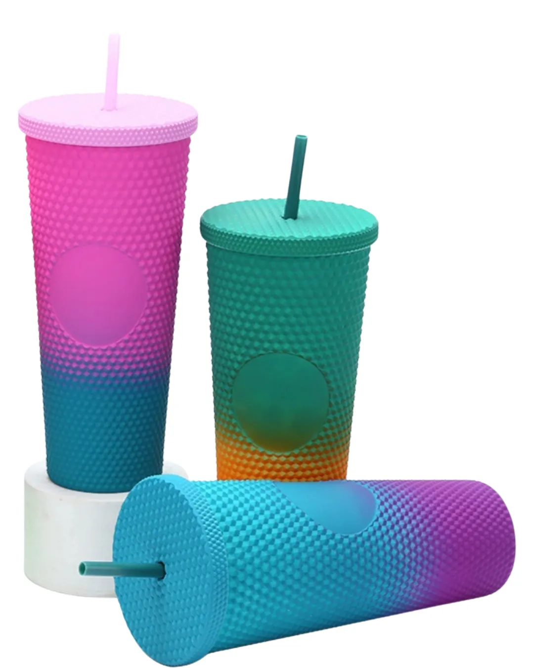 Rainbow Colored Textured Tumbler Cup