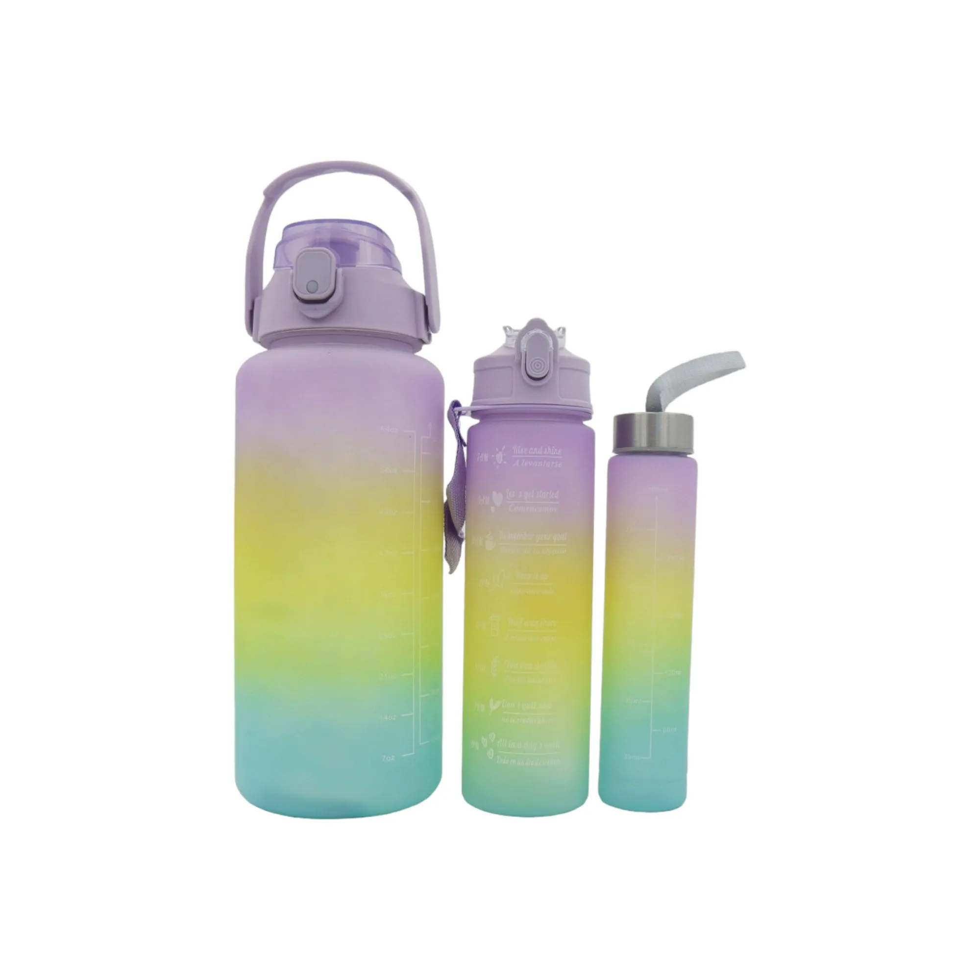 Rainbow Motivational Sports Water Bottle 3-Piece Set