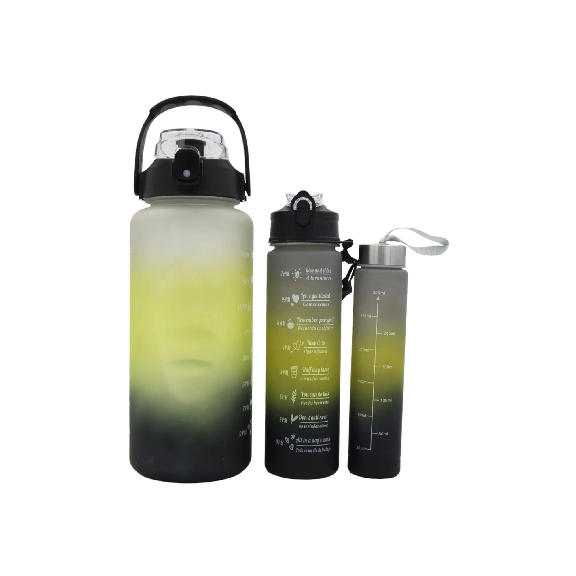 Rainbow Motivational Sports Water Bottle 3-Piece Set