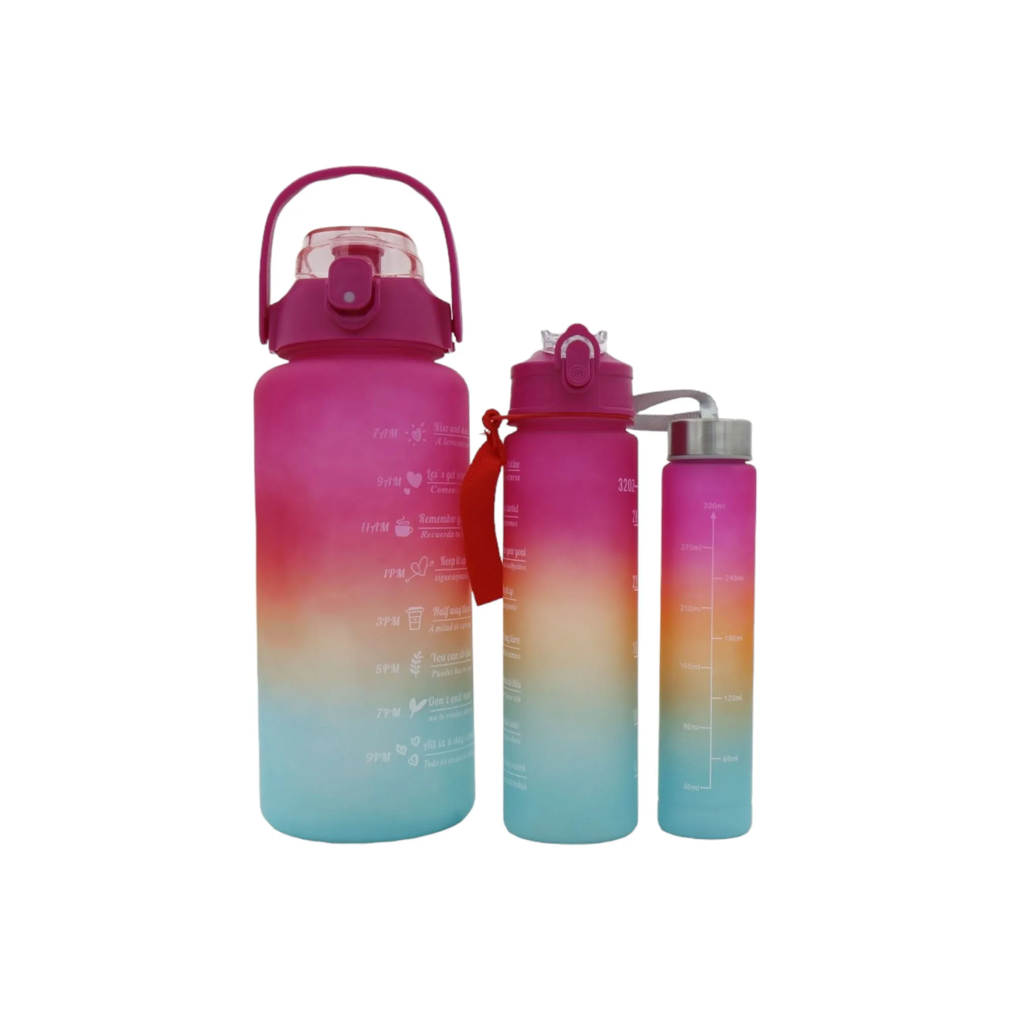 Rainbow Motivational Sports Water Bottle 3-Piece Set