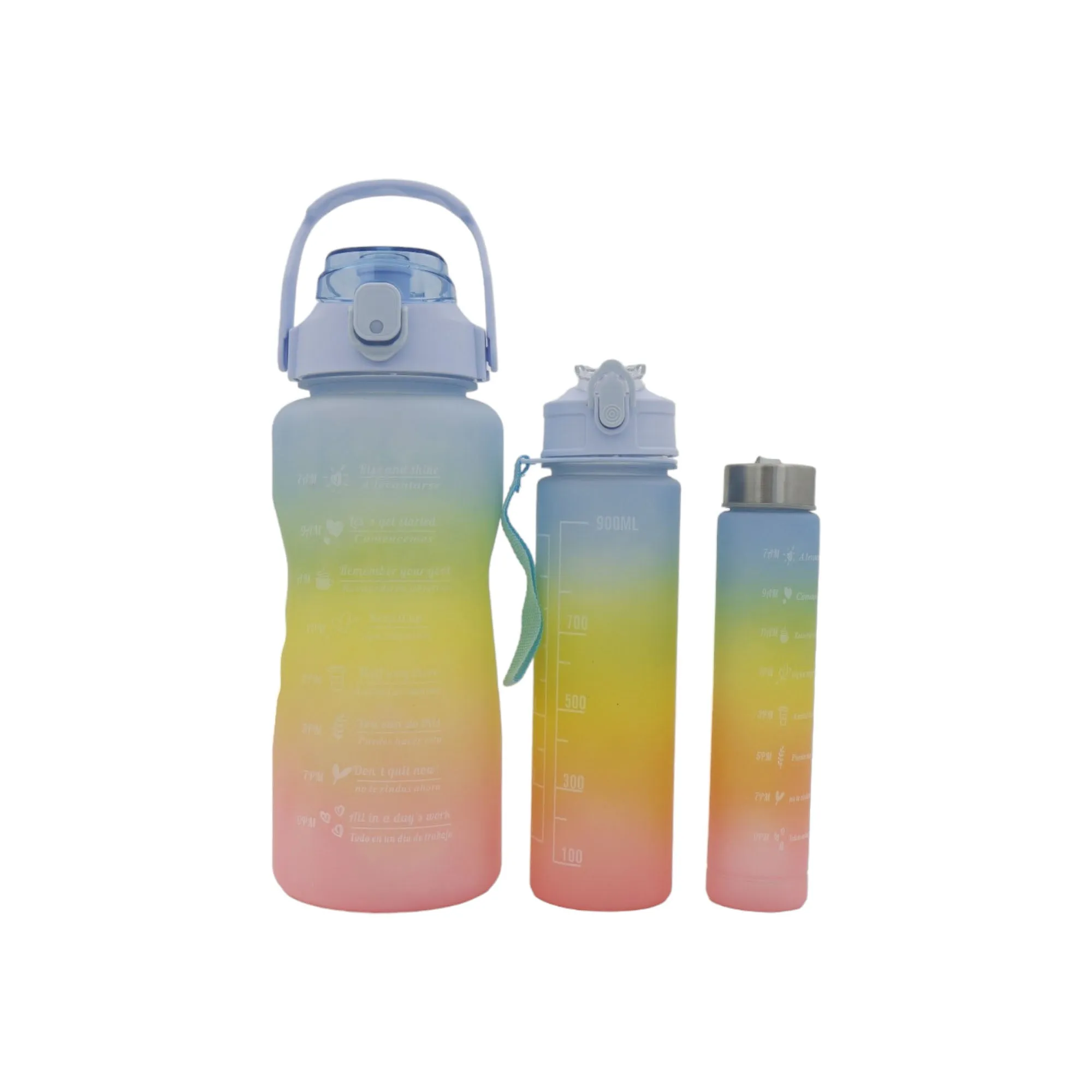 Rainbow Motivational Sports Water Bottle 3-Piece Set