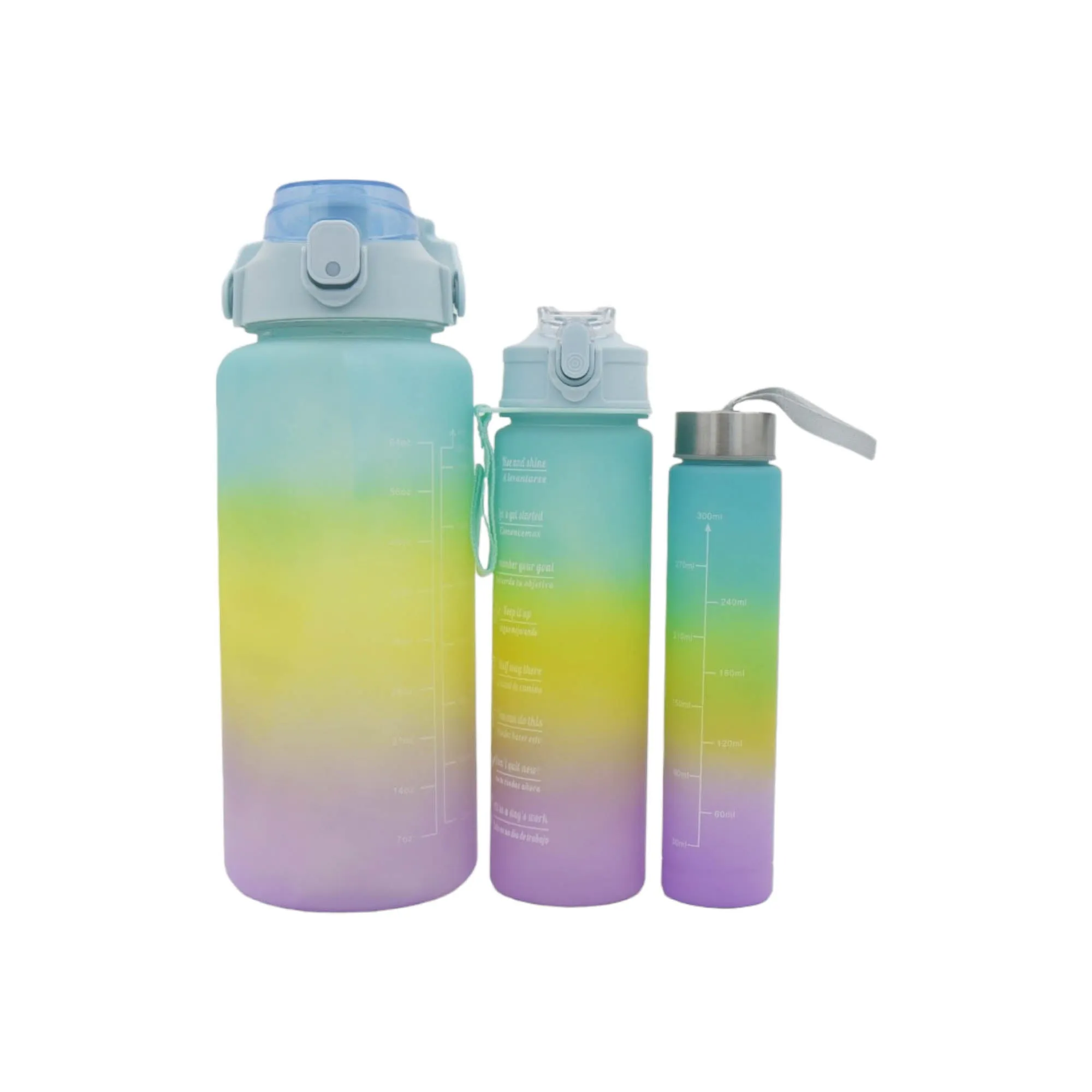 Rainbow Motivational Sports Water Bottle 3-Piece Set