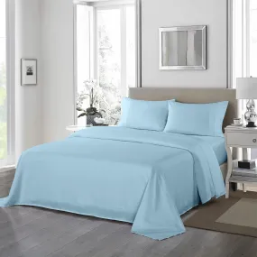 Royal Comfort 1200 Thread Count Sheet Set 4 Piece Ultra Soft Satin Weave Finish Queen Sky Blue