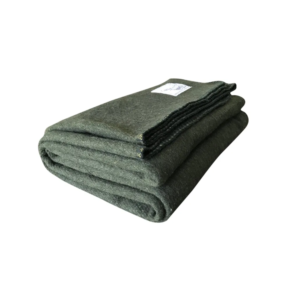 Rugged Hunter Green Wool Camping Blanket