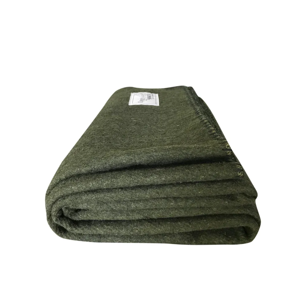 Rugged Hunter Green Wool Camping Blanket