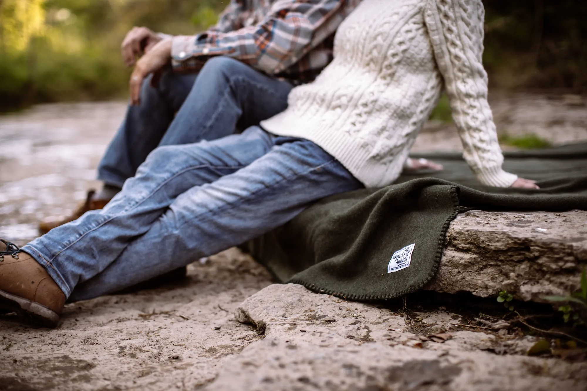 Rugged Hunter Green Wool Camping Blanket