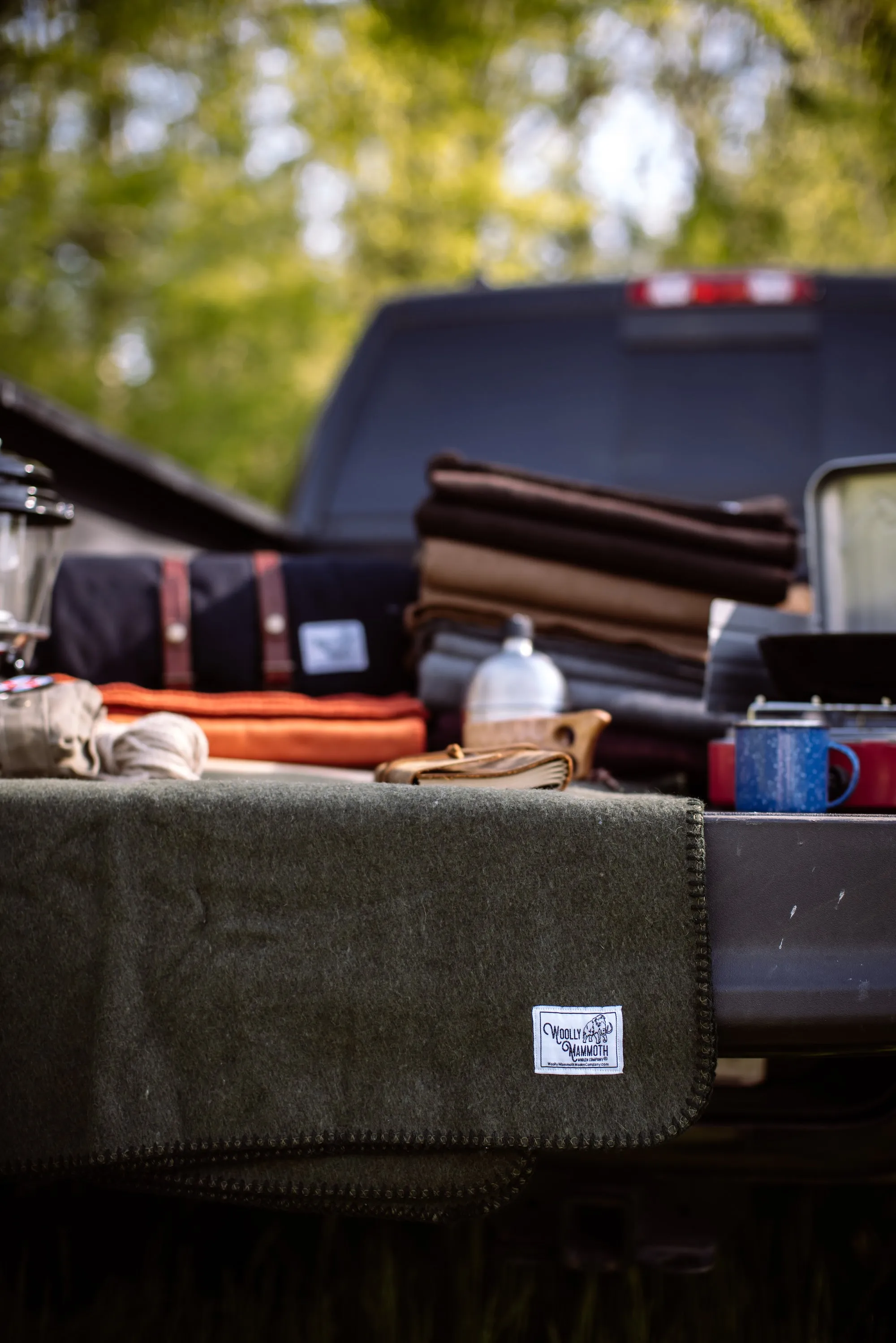 Rugged Hunter Green Wool Camping Blanket