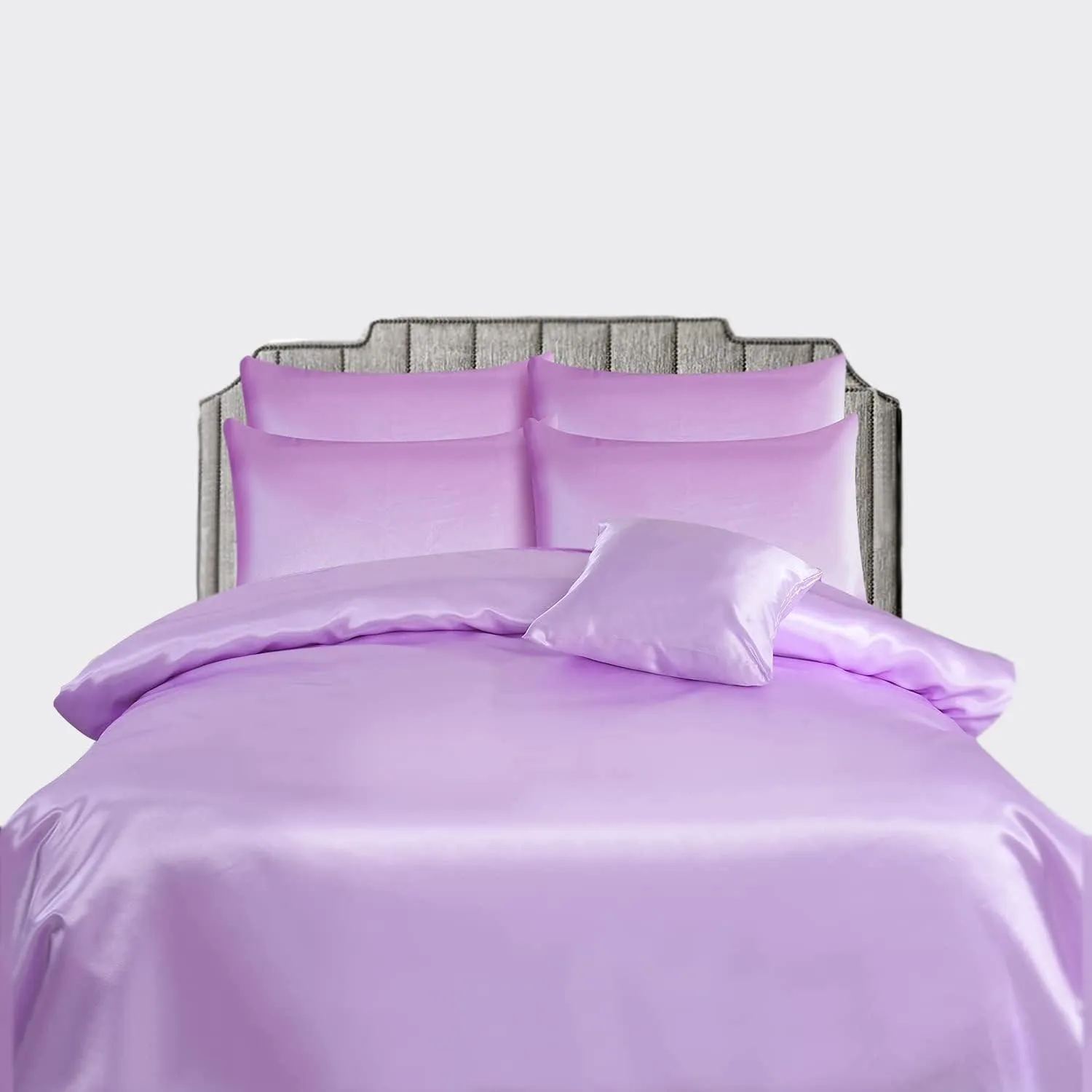 Satin Silk 6Piece Bedding Set Fitted Sheet, Duvet Cover, Pillowcases