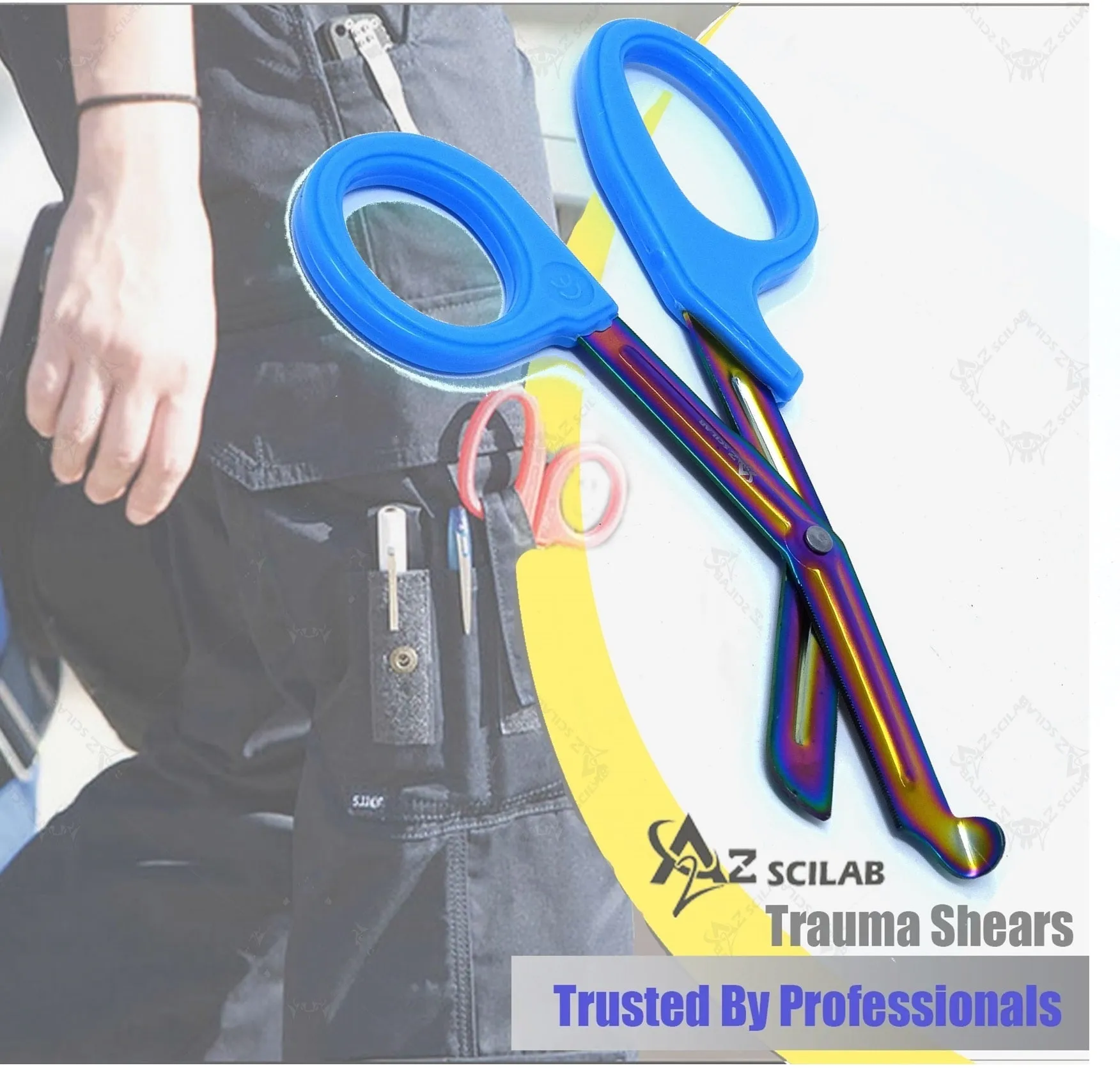 Set of 6 Pcs Trauma Paramedic ENT Shears With Multi Color Stainless Steel Blades