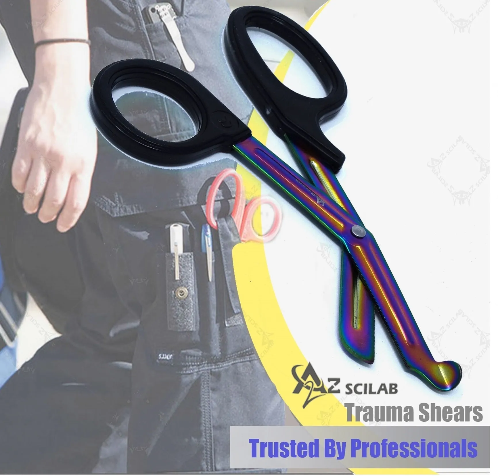 Set of 6 Pcs Trauma Paramedic ENT Shears With Multi Color Stainless Steel Blades