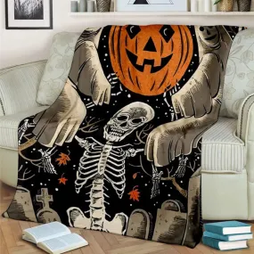 Skull Pumpkin - B177 - Halloween Premium Blanket