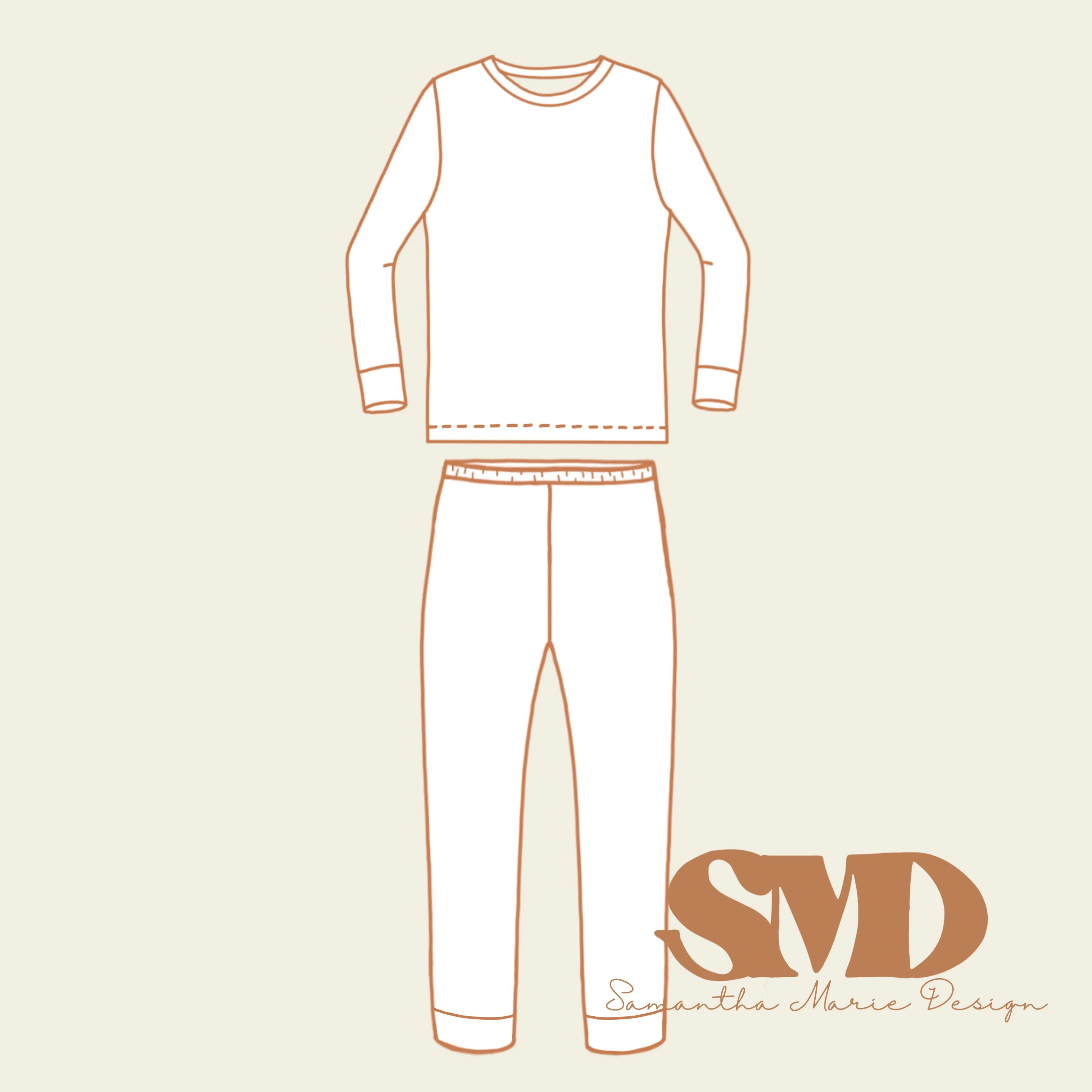 SMD Youth Aster Pajama Pattern Mock-up