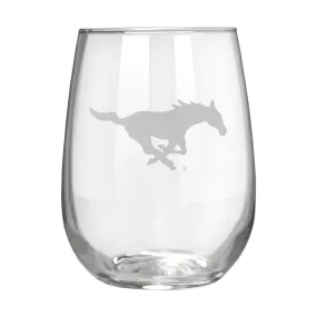 SMU Mustangs 17 oz. Stemless Wine Glass