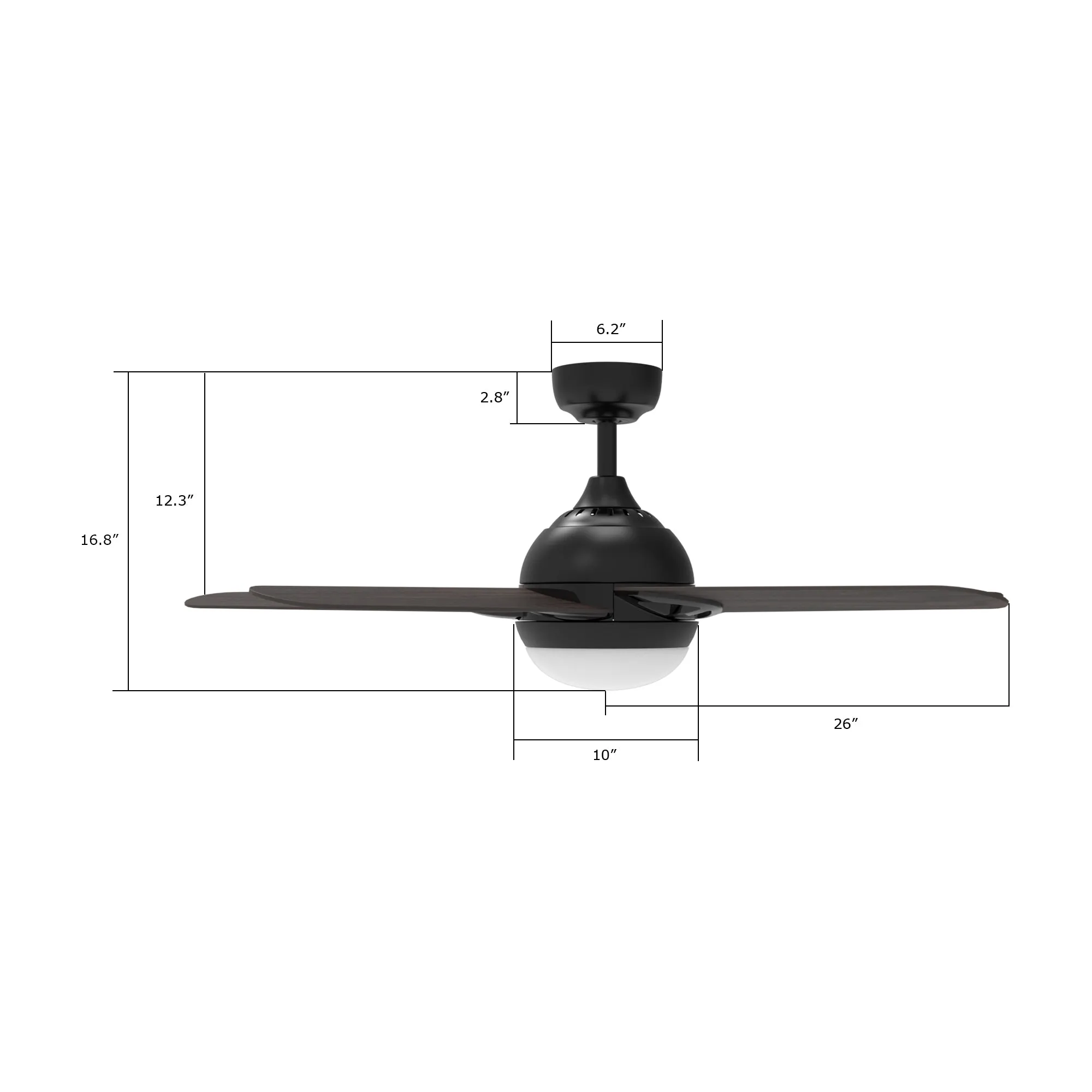 SOLASTA 52 inch 5-Blade Smart Ceiling Fan with LED Light Kit & Remote - Black/Dark Wood