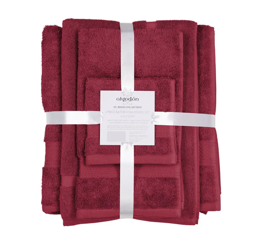 St Regis 5 Piece 600GSM Cotton Towel Set Berry