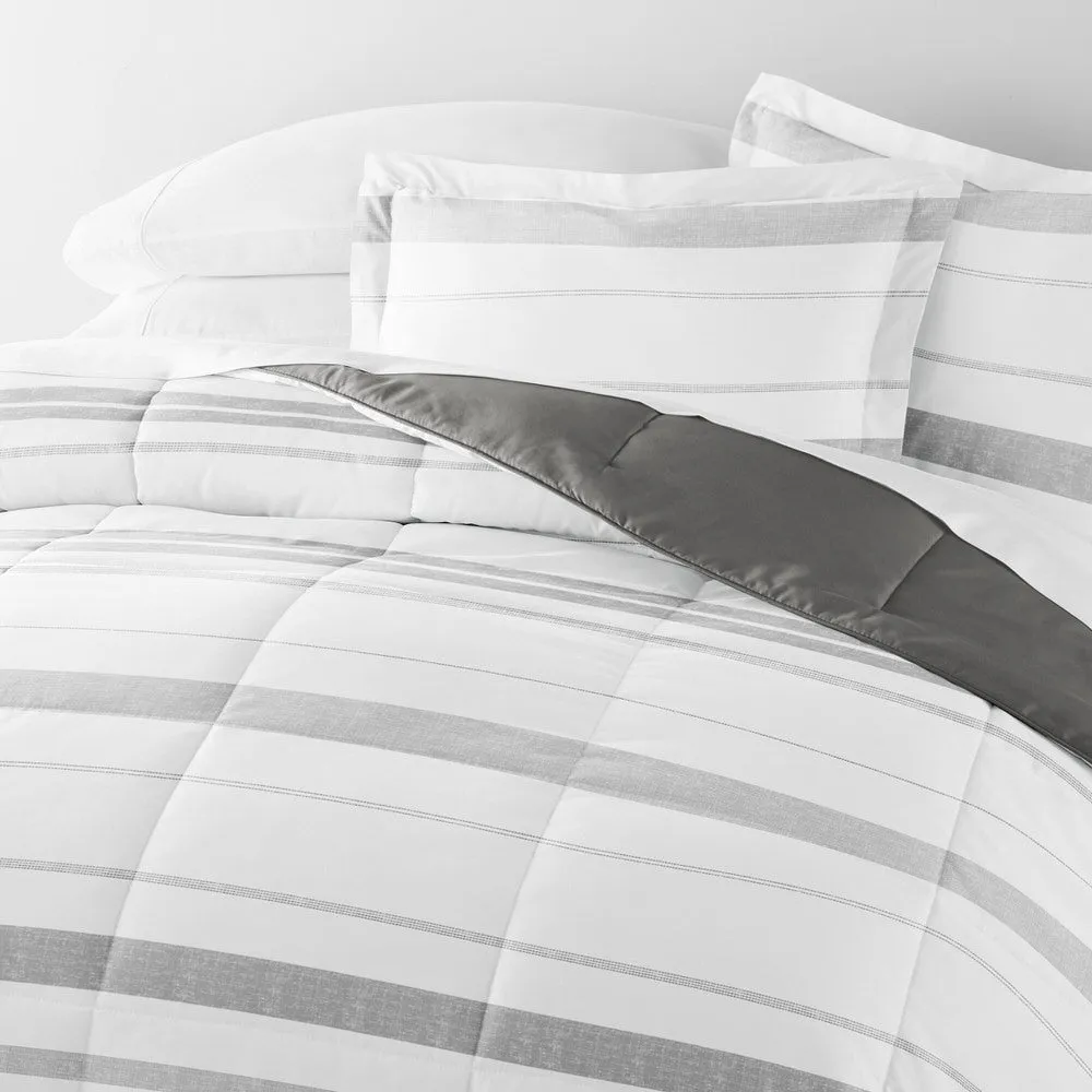 Stitched Stripe Reversible Down-Alternative Comforter Set - 12 Days of Deals