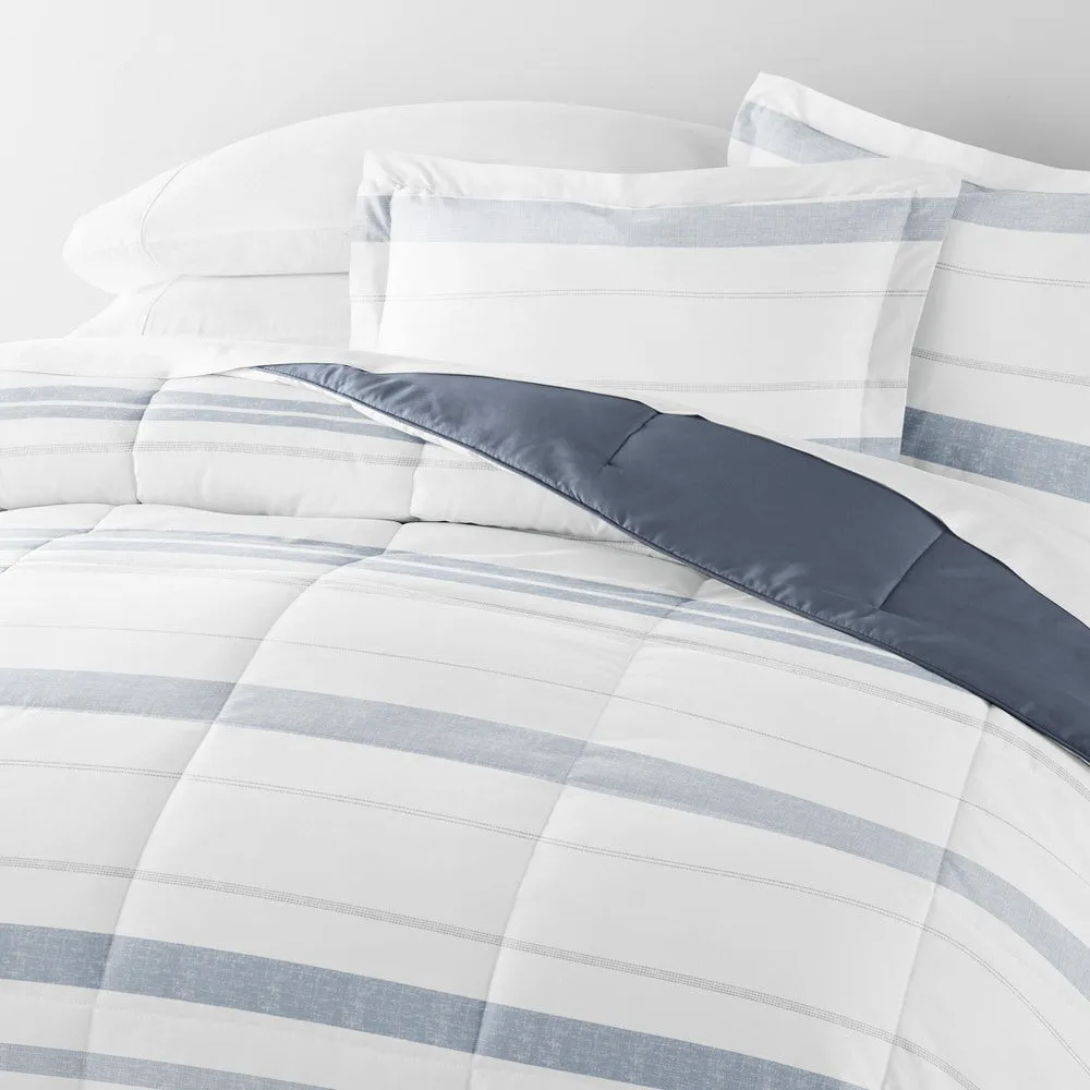 Stitched Stripe Reversible Down-Alternative Comforter Set - 12 Days of Deals